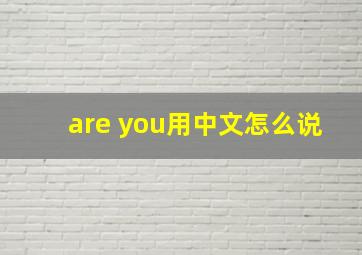 are you用中文怎么说